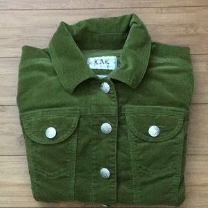 LAL Green Corduroy Button Down Jacket Size M